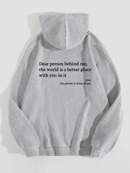 Unisex Plush Letter Hoodie – Cozy Drawstring Pullover with Kangaroo Pocket