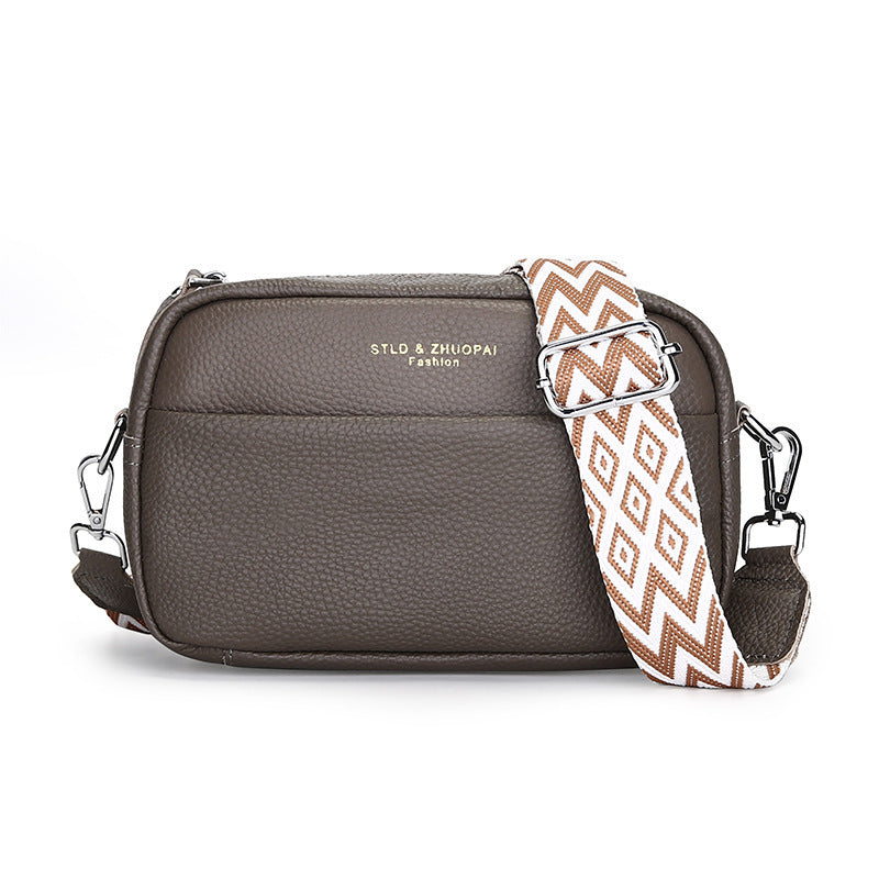Genuine Leather Shoulder Messenger Bag – Simple Cowhide Square Crossbody