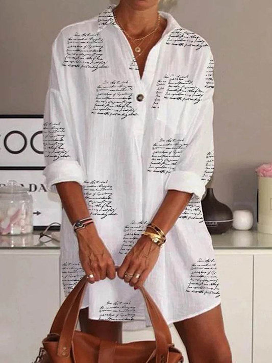 Letter Printed Slim Shirt Dress Women - Holy Mango Store