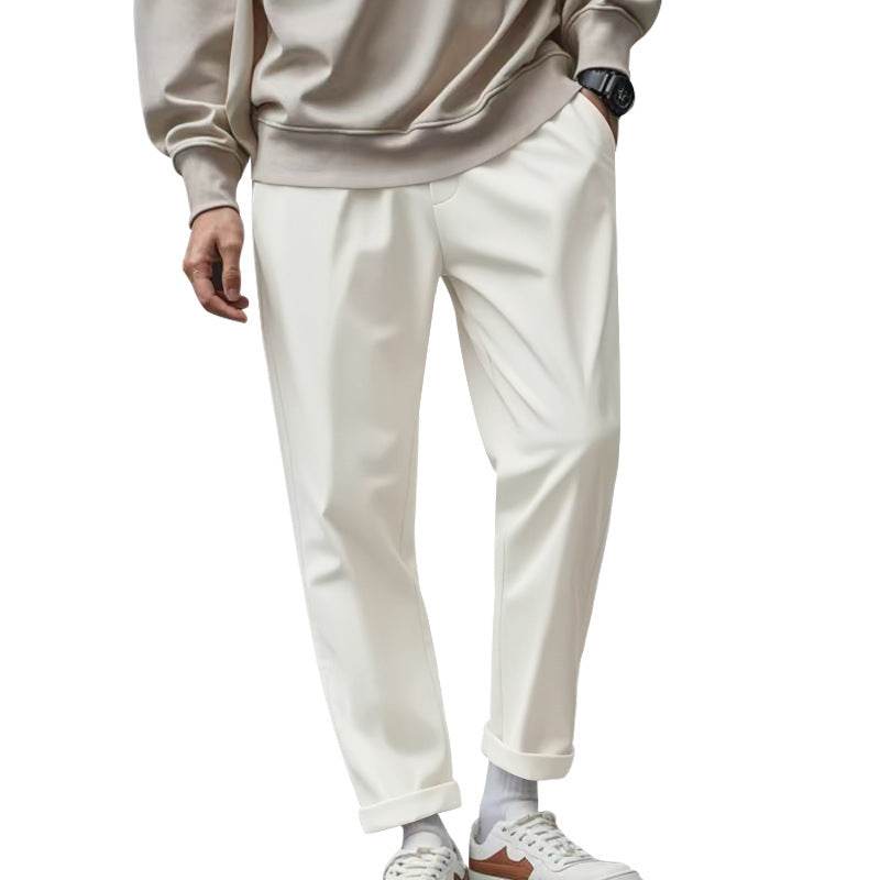 Men's Loose Comfortable Quick-drying Waist-tied Casual Business Pure Color Trousers - Holy Mango Store