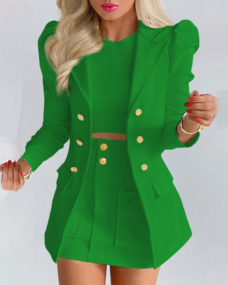 Women’s Casual Skirt Suit – Blazer & Mini Skirt