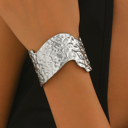 Hammered Cuff Bracelet – Silver-Tone Artisan Finish