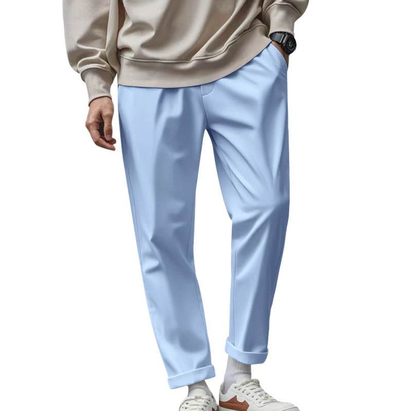 Men's Loose Comfortable Quick-drying Waist-tied Casual Business Pure Color Trousers - Holy Mango Store