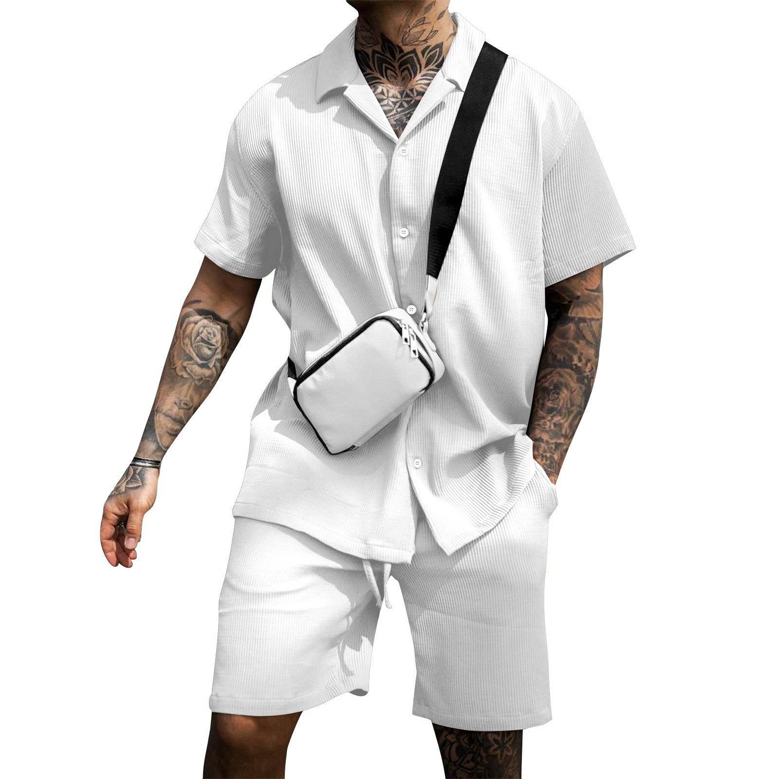 Men's Casual And Comfortable Polo Short-sleeved Shorts Suit - Holy Mango Store