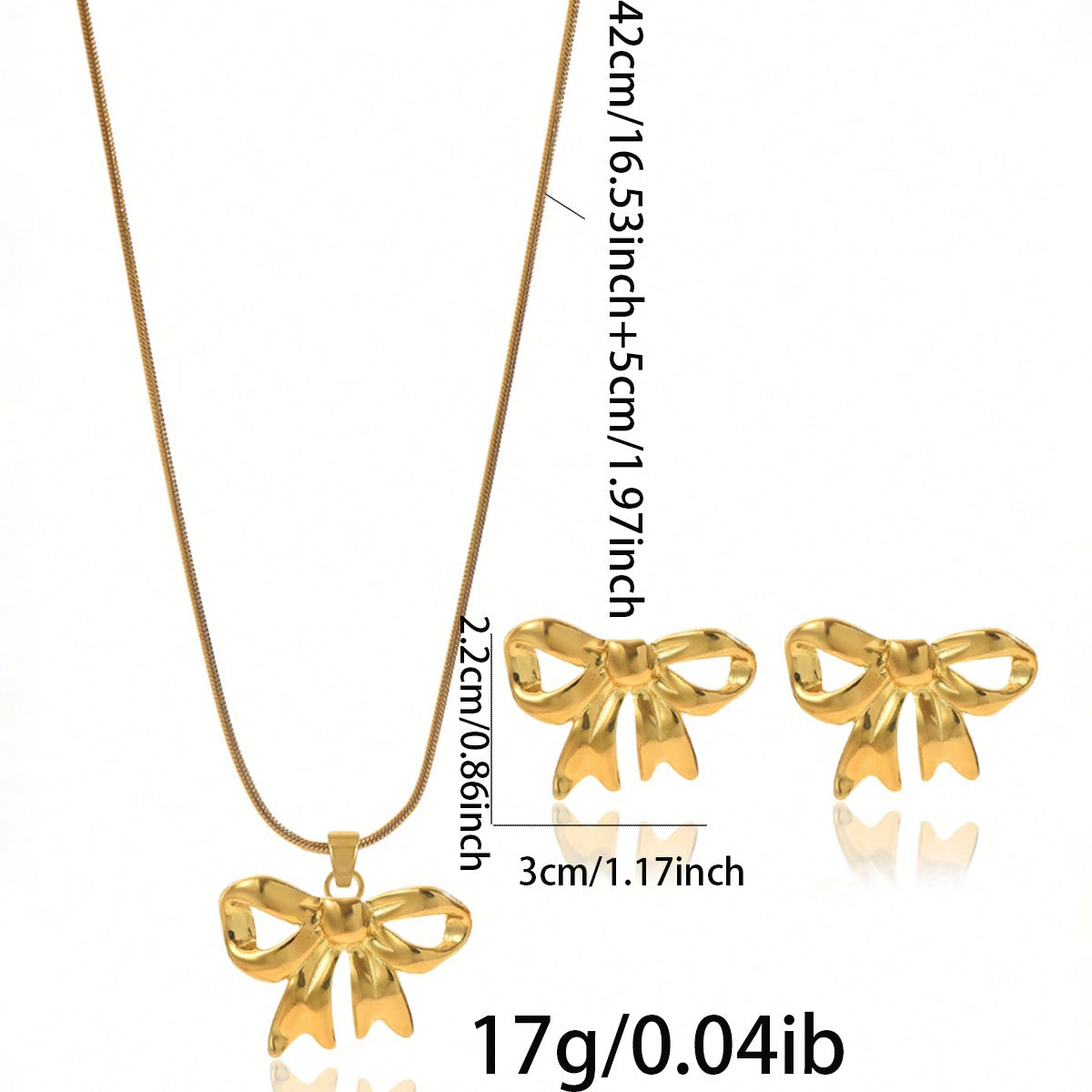 18K Gold Bow Jewelry Set – Elegant & Handmade