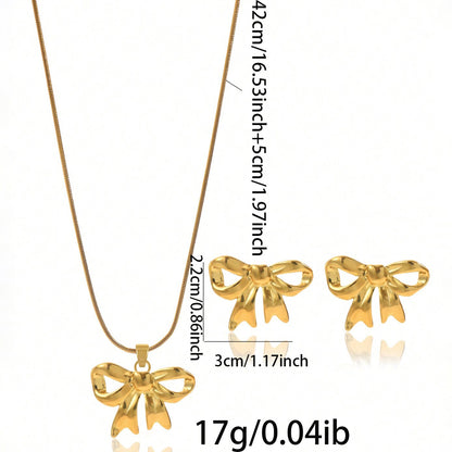 18K Gold Bow Jewelry Set – Elegant & Handmade