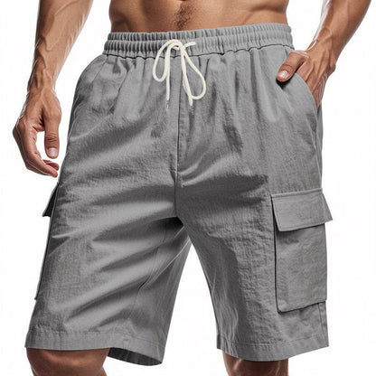 Loose Sports And Leisure Solid Color Linen Drawstring Shorts - Holy Mango Store