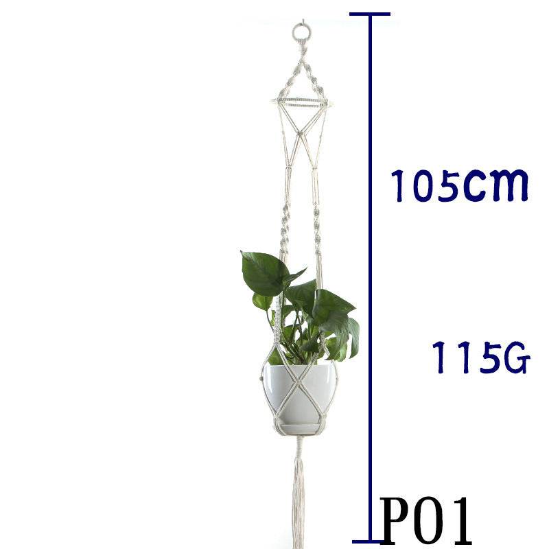 Flower Pot Net Bag Beige Cotton Rope Indoor Plant Hanger Hanging Basket Sling - Holy Mango Store