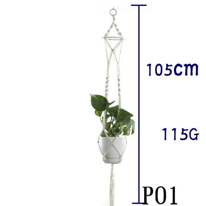 Flower Pot Net Bag Beige Cotton Rope Indoor Plant Hanger Hanging Basket Sling - Holy Mango Store