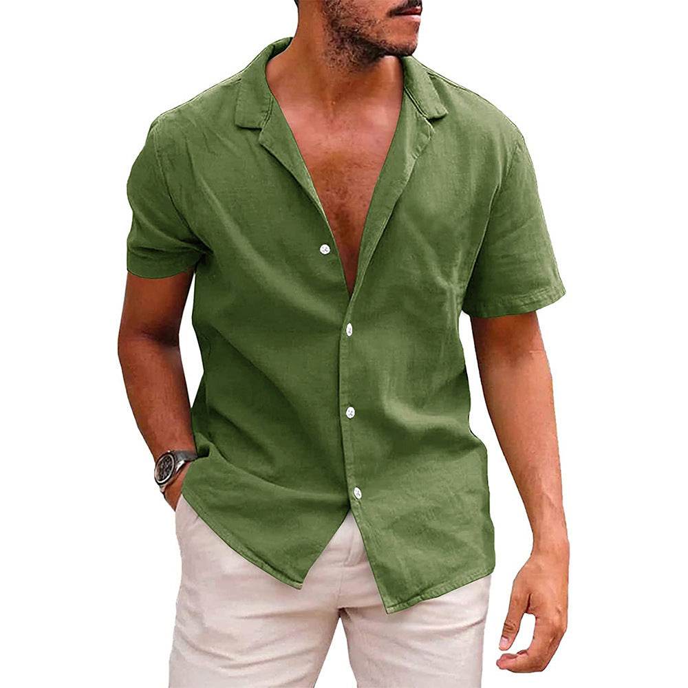 Men's Tops Casual Button Down Shirt Short Sleeve Beach Shirt Summer Mens Clothing - Holy Mango Store