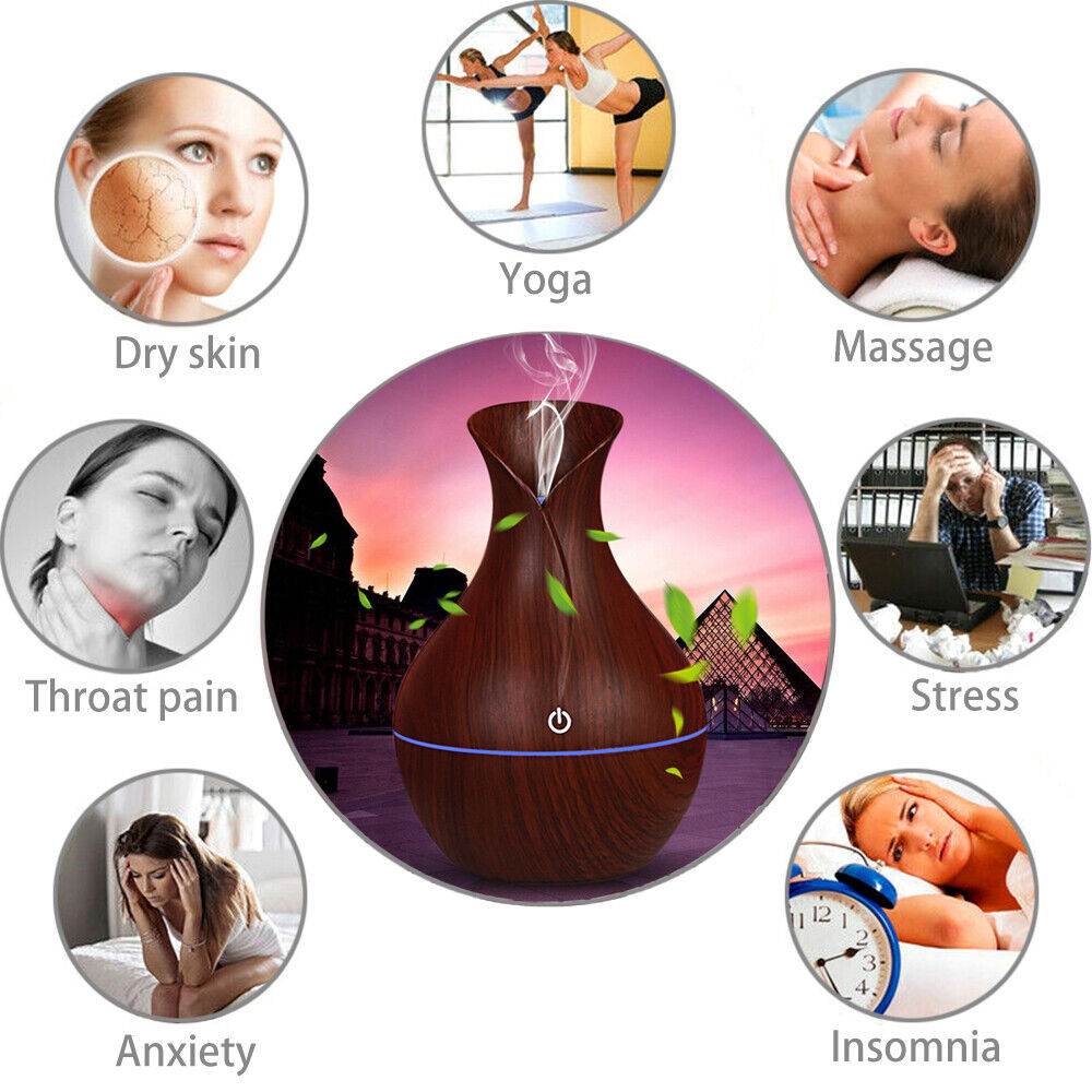 LED Ultrasonic Aroma Humidifier Essential Oil Diffuser Aromatherapy Air Purifier Home Small Incense Burner Holder Candle Yoga Fragrance Indoor Vase Shaped Aroma Burner Smoke Fountain Living Room Decor - Holy Mango Store