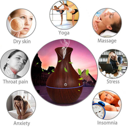 LED Ultrasonic Aroma Humidifier Essential Oil Diffuser Aromatherapy Air Purifier Home Small Incense Burner Holder Candle Yoga Fragrance Indoor Vase Shaped Aroma Burner Smoke Fountain Living Room Decor - Holy Mango Store