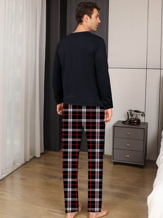 Ice Silk Long Sleeve Long Pants Men's Pajama Set - Holy Mango Store