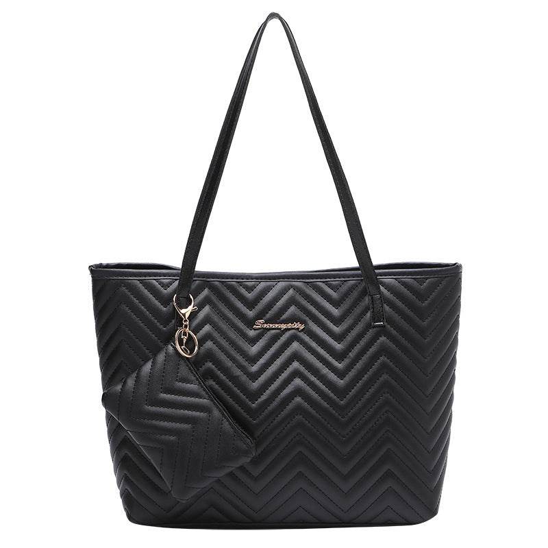 Women's Fashionable Wave Pattern Diamond Plaid Embroidered Shoulder Bag - Holy Mango Store