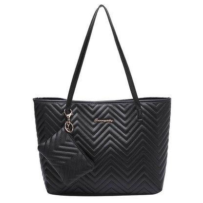 Women's Fashionable Wave Pattern Diamond Plaid Embroidered Shoulder Bag - Holy Mango Store