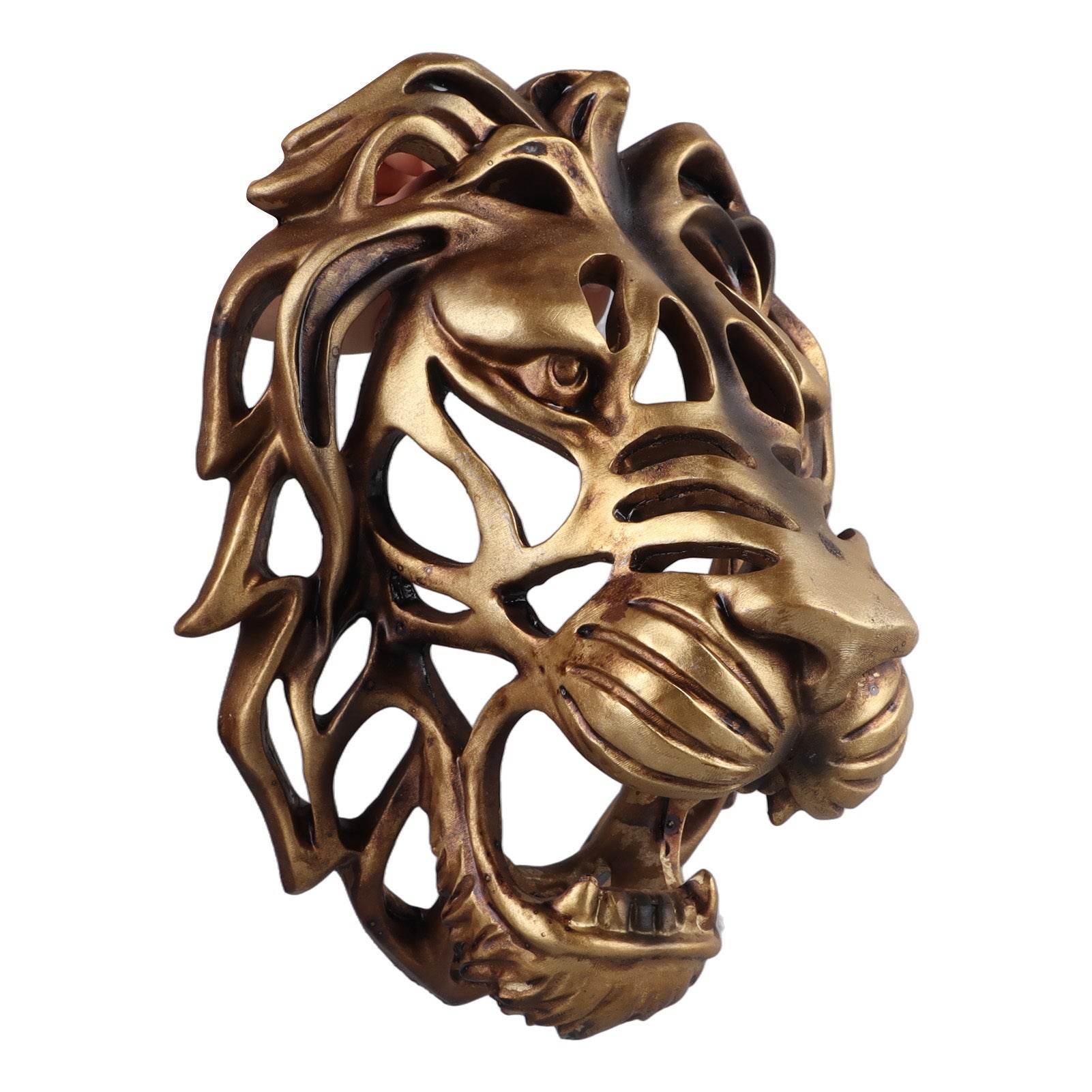 Lion Head Art Wall Decor Resin Vivid Lion Head Wall Mounted Art Sculpture for Living Room - Holy Mango Store