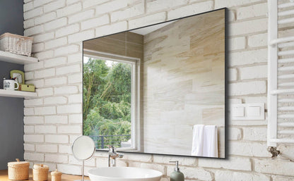 36x24 inches Modern Black Bathroom Mirror with Aluminum Frame Vertical or Horizontal Hanging Decorative Wall Mirrors for Living Room Bedroom - Holy Mango Store