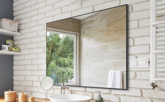 36x24 inches Modern Black Bathroom Mirror with Aluminum Frame Vertical or Horizontal Hanging Decorative Wall Mirrors for Living Room Bedroom - Holy Mango Store