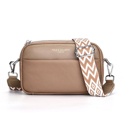 Genuine Leather Shoulder Messenger Bag – Simple Cowhide Square Crossbody