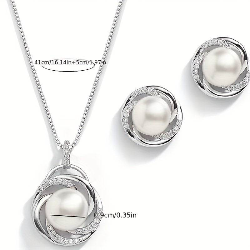 Pearl Wedding Necklace Earrings Jewelry Set For Bride, Bridesmaid, Birthday Gift - Holy Mango Store