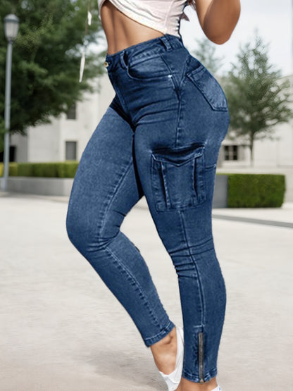 Urban Edge Cargo Skinny Jeans – Stretch Fit with Zipper Detail