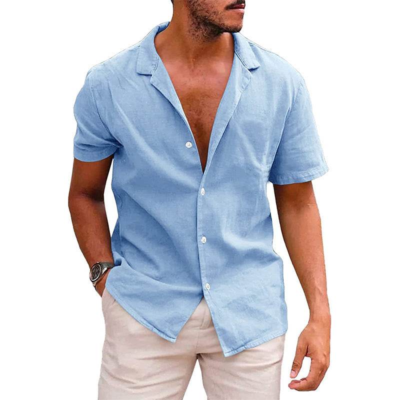 Men's Tops Casual Button Down Shirt Short Sleeve Beach Shirt Summer Mens Clothing - Holy Mango Store