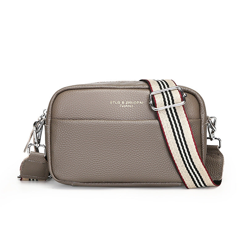 Genuine Leather Shoulder Messenger Bag – Simple Cowhide Square Crossbody