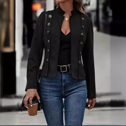 Women’s Retro Velvet Blazer – Double-Breasted Suede Jacket