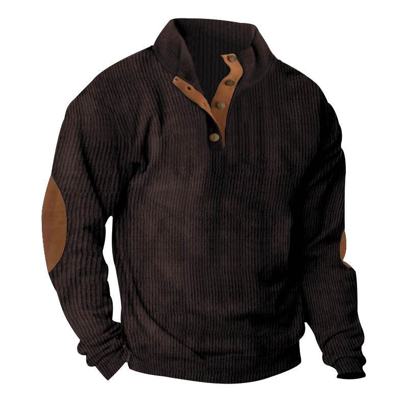 Corduroy Casual Stand Collar Long-sleeved Sweater - Holy Mango Store