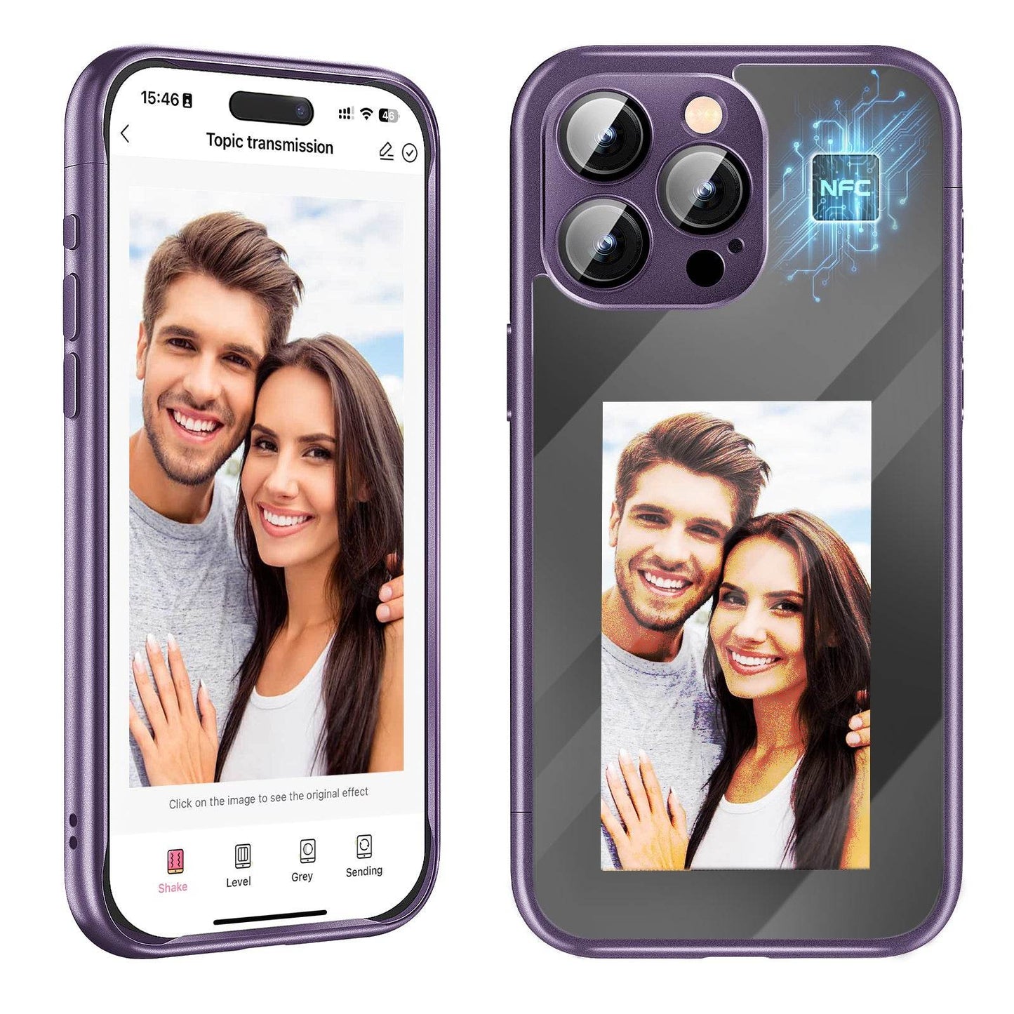 IPhone15 PRO PROMAX NFC Ink Screen Flip Phone Case Smart Creative DIY Custom All-Inclusive Case - Holy Mango Store