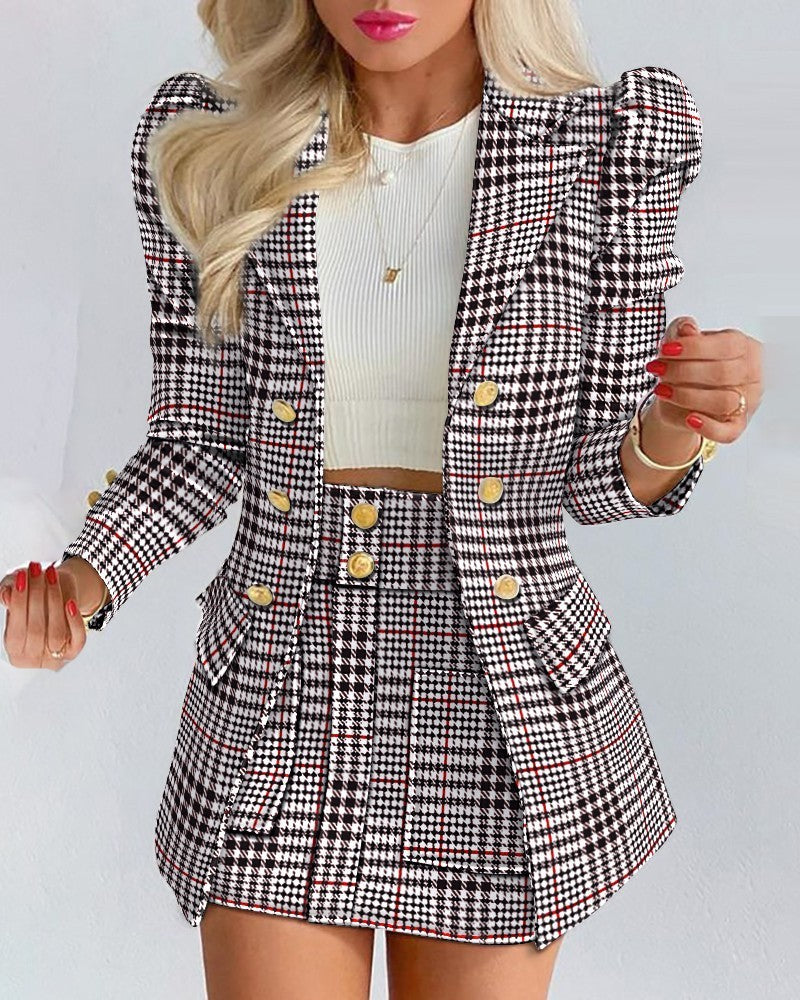 Women’s Casual Skirt Suit – Blazer & Mini Skirt