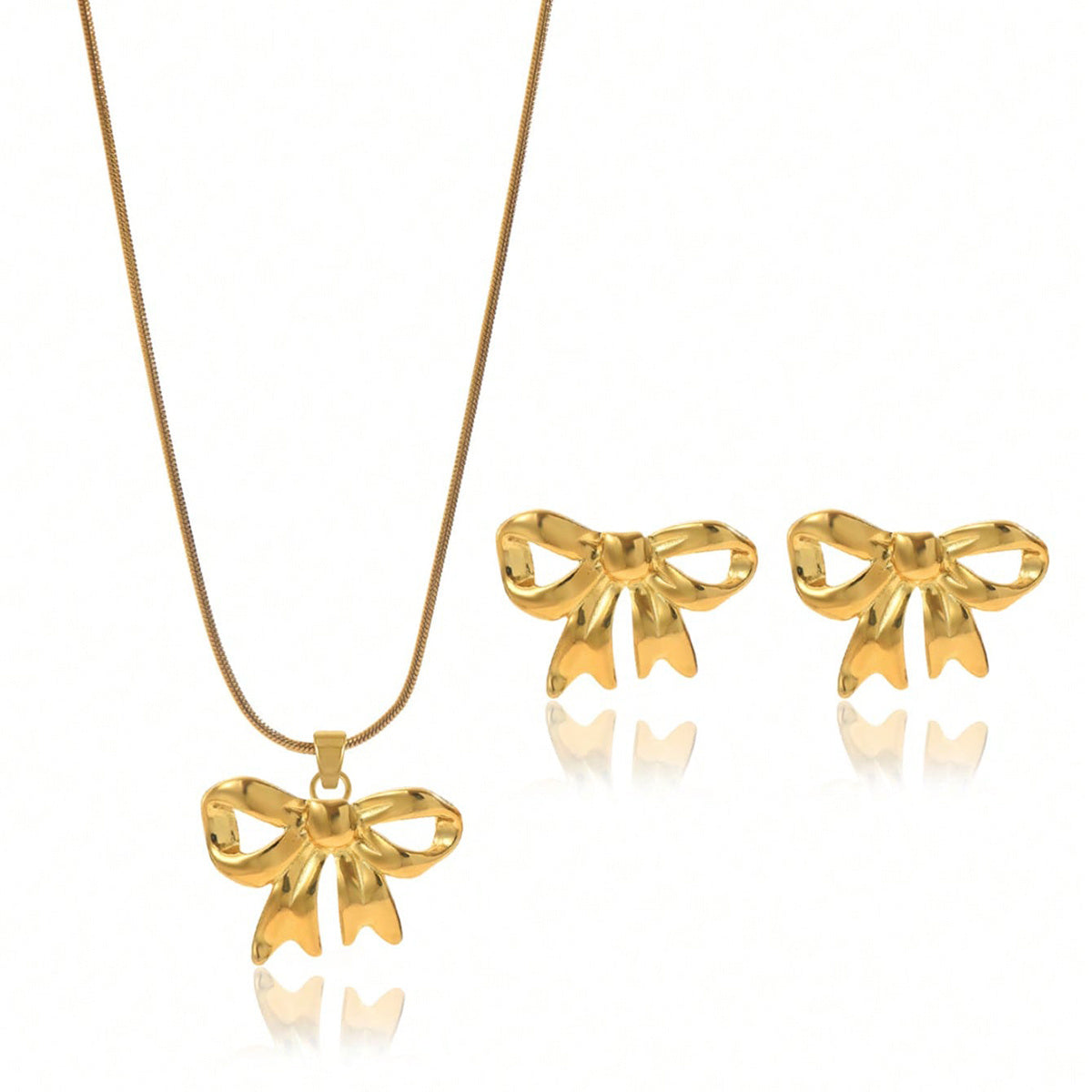 18K Gold Bow Jewelry Set – Elegant & Handmade