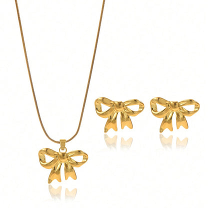 18K Gold Bow Jewelry Set – Elegant & Handmade