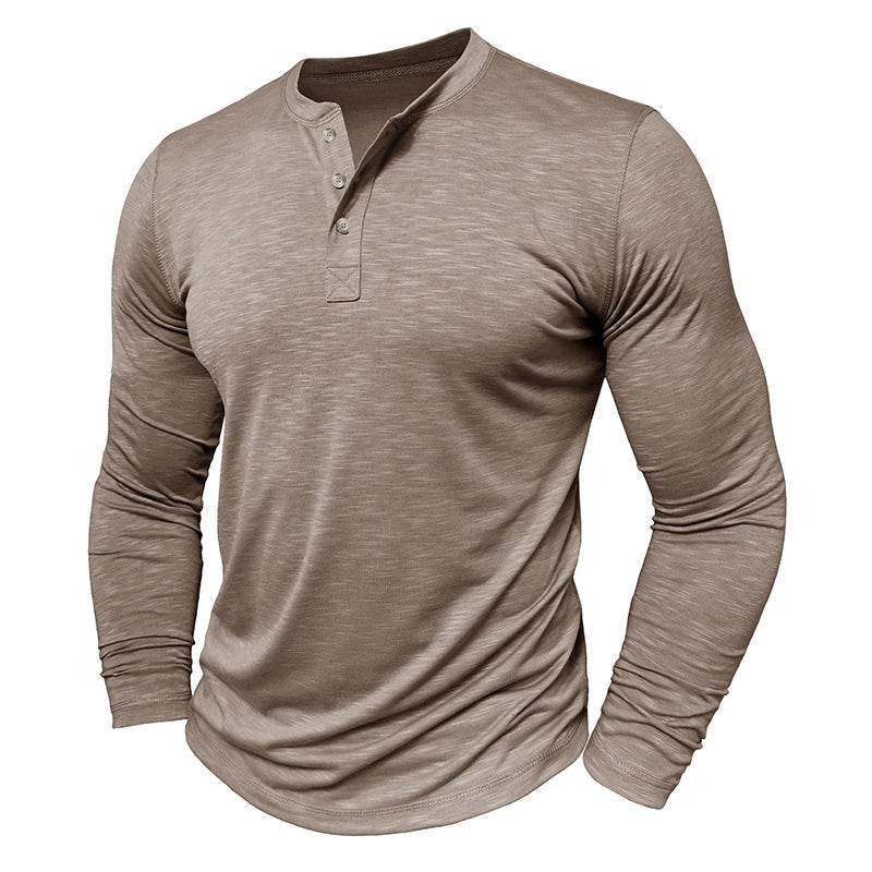 Men's Long-sleeved Henry Collar T-shirt - Holy Mango Store