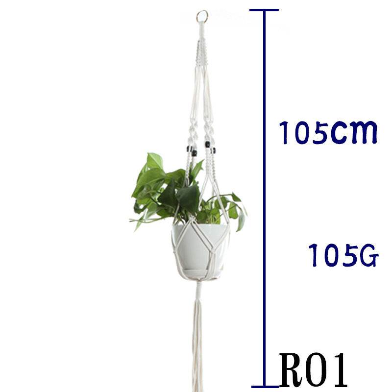 Flower Pot Net Bag Beige Cotton Rope Indoor Plant Hanger Hanging Basket Sling - Holy Mango Store