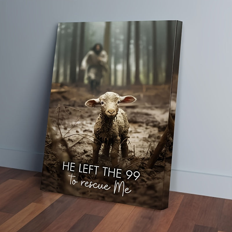 “He Left 99 Sheep to Save Me” – Christian Framed Canvas Wall Art