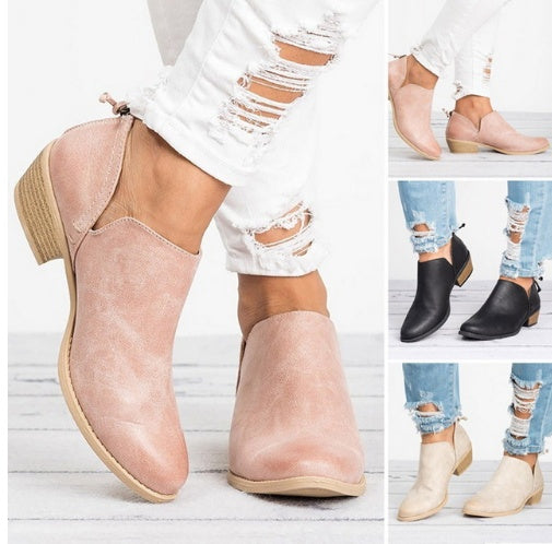 Retro Women’s Ankle Boots – Chunky Heel Fall Fashion Footwear