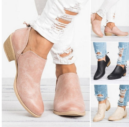 Retro Women’s Ankle Boots – Chunky Heel Fall Fashion Footwear