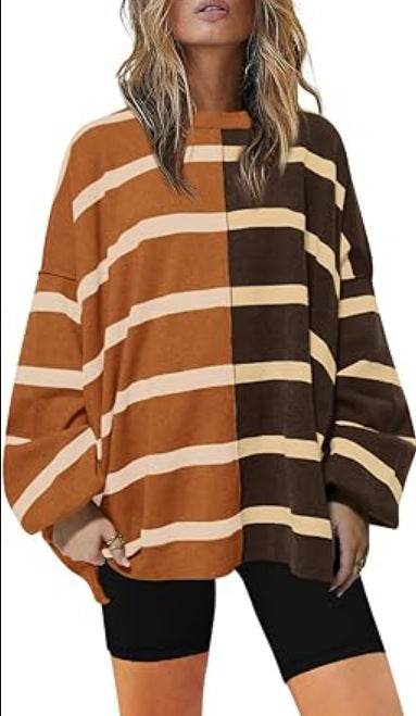 Striped Knitted Long-sleeved Sweater For Women - Holy Mango Store
