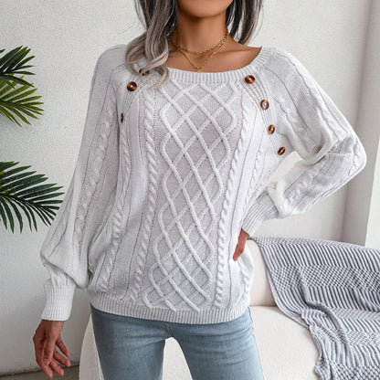 Women’s Cable Knit Button Shoulder Sweater