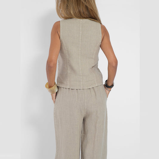 Women’s Summer Vest Set – V-Neck Sleeveless Top & Loose Trousers