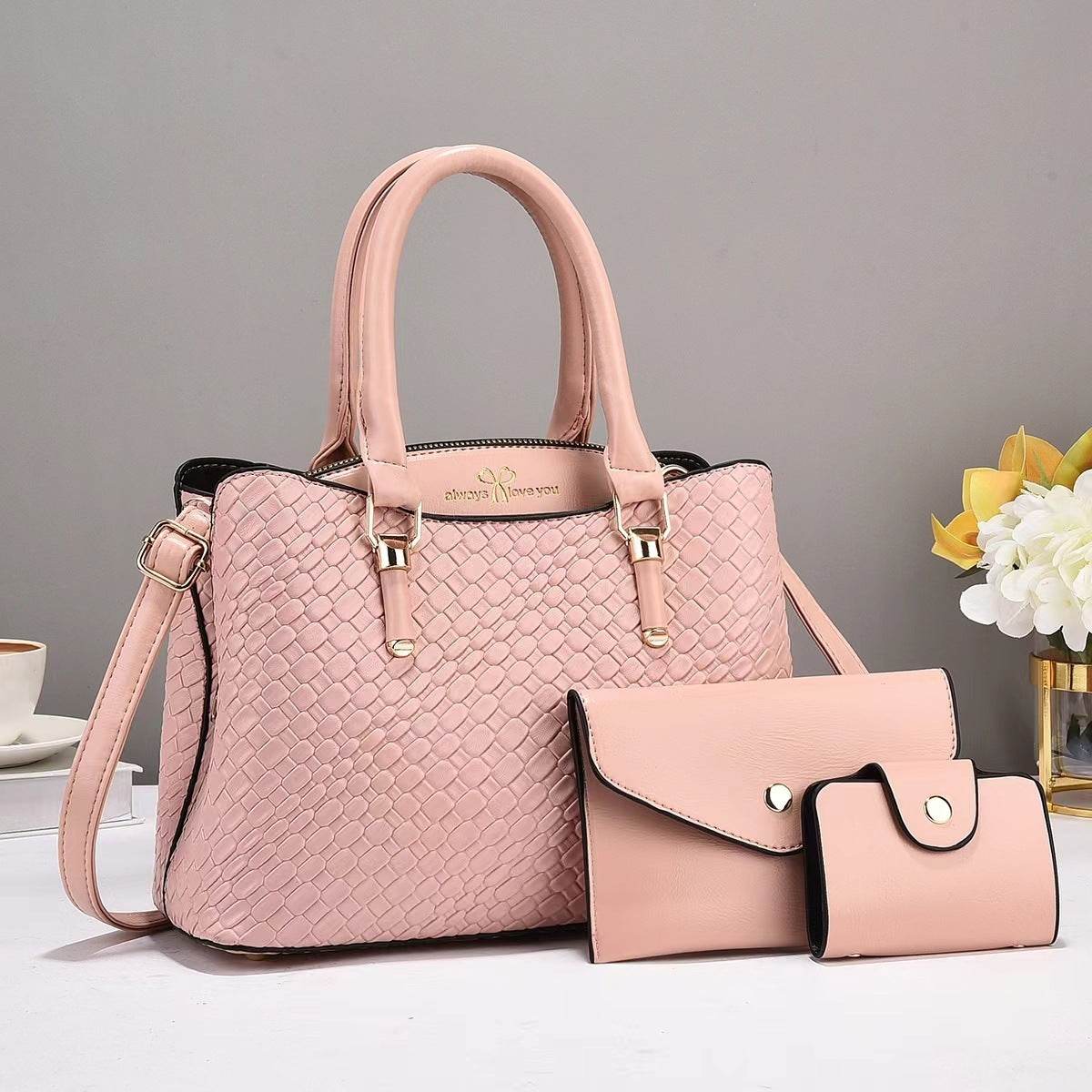 Woven Texture Three-piece Set Large Capacity One Shoulder Combination Bags - Holy Mango Store