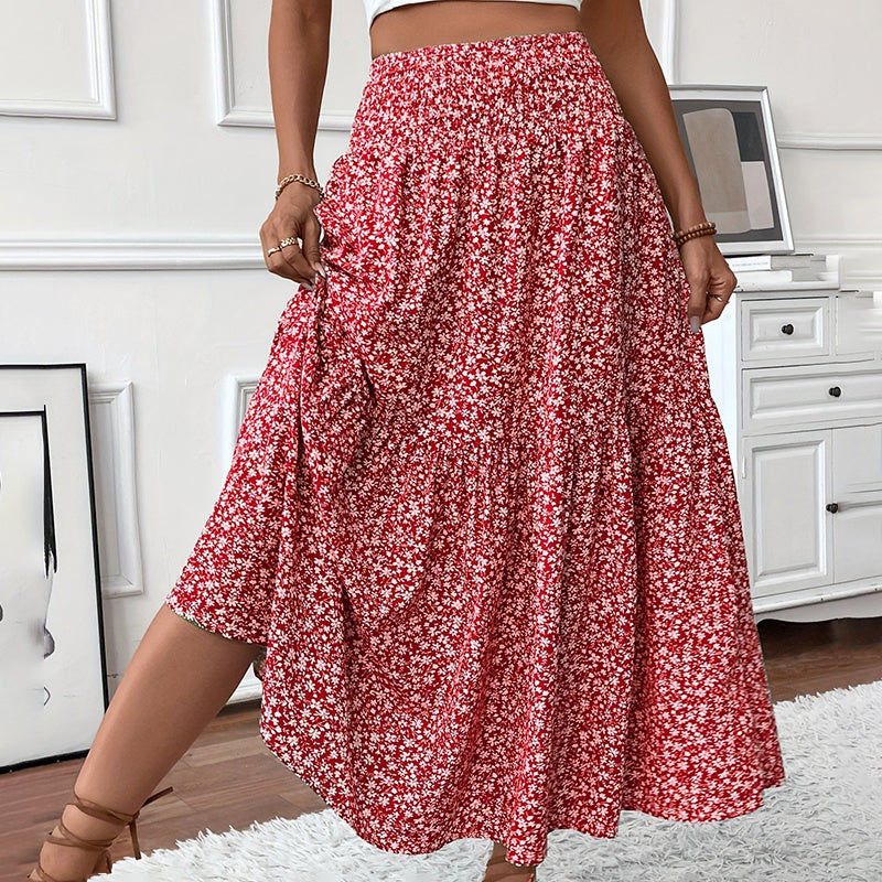 Boho Bloom Maxi Skirt – Floral A-Line With Elastic Waist