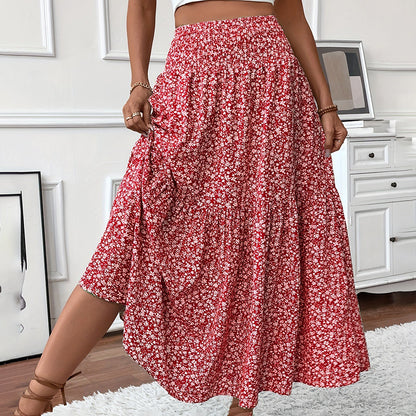 Boho Bloom Maxi Skirt – Floral A-Line With Elastic Waist