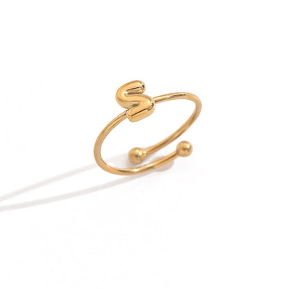 Alphabet Sphere Ring – 18K Gold‑Plated Stainless Steel