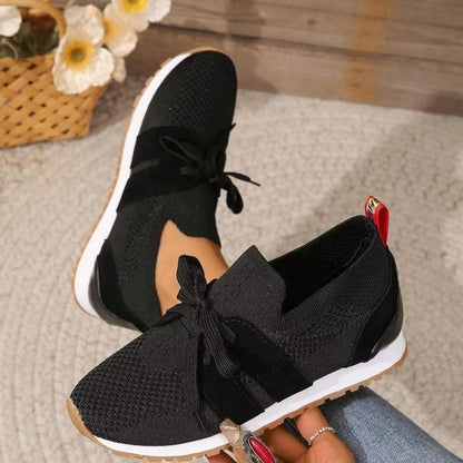 Women’s Mesh Lace-Up Flats – Breathable Wedge Walking Shoes
