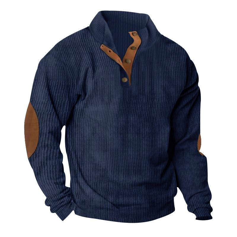 Corduroy Casual Stand Collar Long-sleeved Sweater - Holy Mango Store