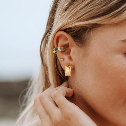Liquid Metal Fusion Prism Stud Earrings – 14K Gold & Silver Set
