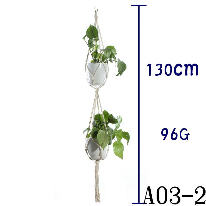 Flower Pot Net Bag Beige Cotton Rope Indoor Plant Hanger Hanging Basket Sling - Holy Mango Store
