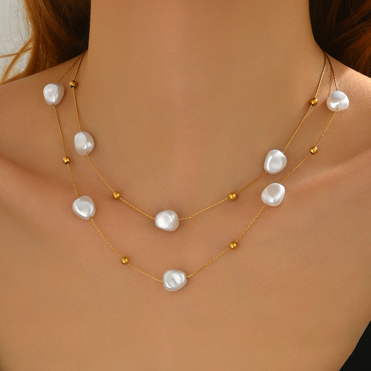 Gold Pearl Necklace – Minimalist & Handmade Elegance